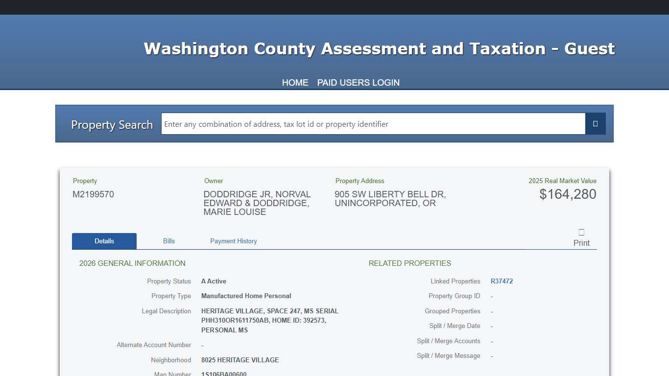 Washington County Public Access > Property Detail